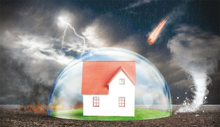 “Modern house with a shield icon representing homeowners insurance protection”